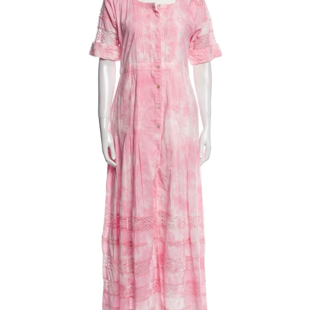 Pink and White Ruffled Tiered Maxi Sundress
